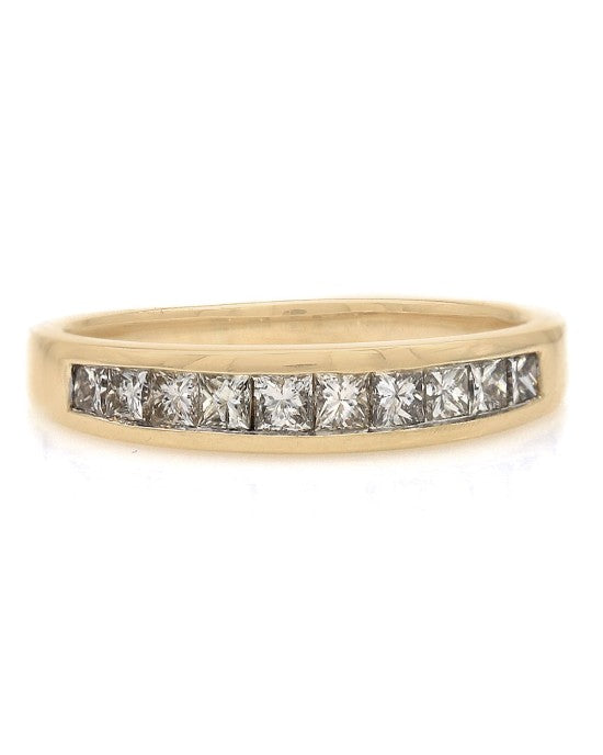 Princess Diamond Wedding Band in Yellow Gold