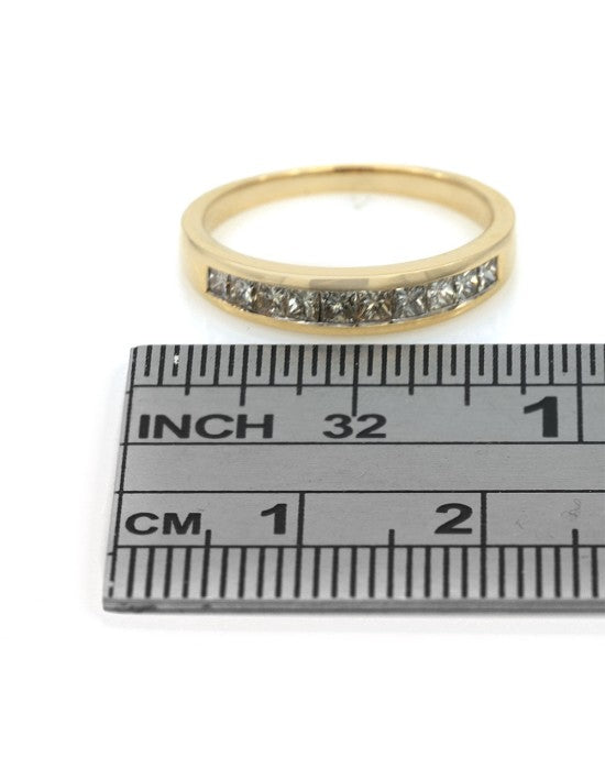 Princess Diamond Wedding Band in Yellow Gold