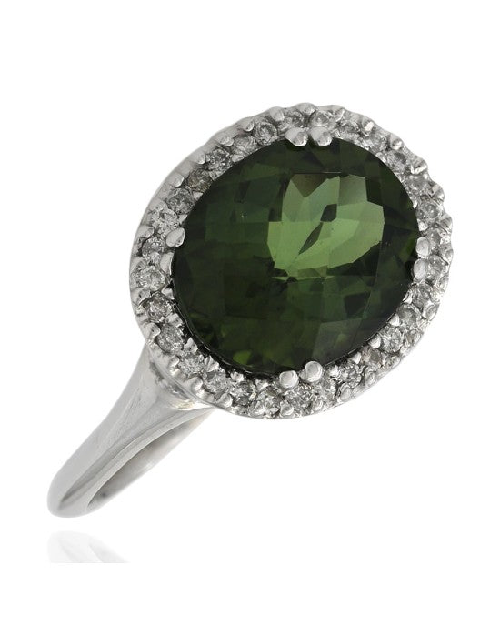 Green Tourmaline and Diamond Hale Fashion Ring