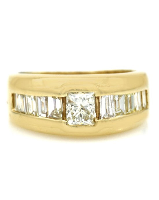 Gentlemans Princess and Baguette Diamond Ring