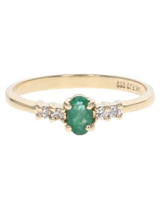 Emerald and Diamond Accent Ring in Yellow Gold