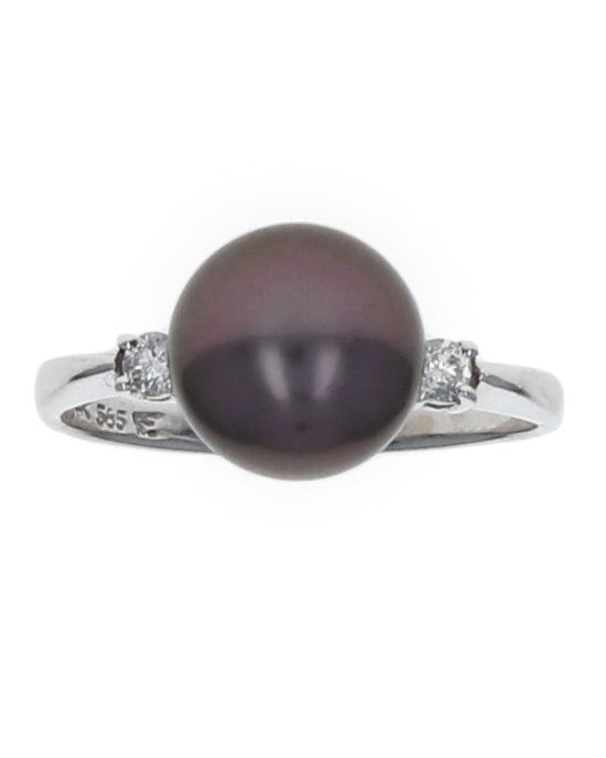 Gray Tahitian Pearl and Diamond Accent Ring