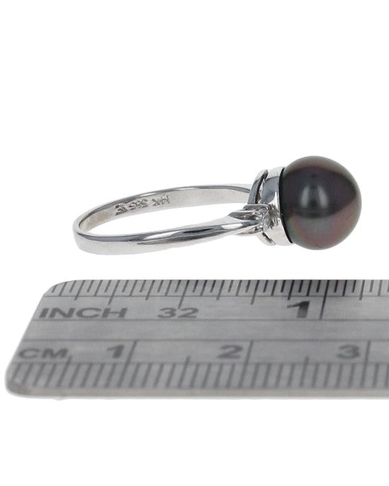 Gray Tahitian Pearl and Diamond Accent Ring