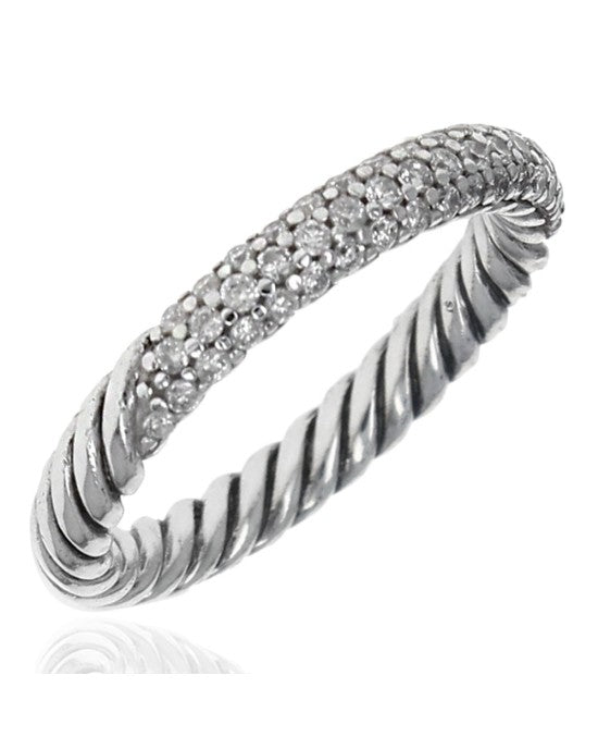 David Yurman Petite Diamond Pave Cable Stack Band