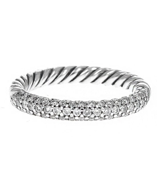 David Yurman Petite Diamond Pave Cable Stack Band