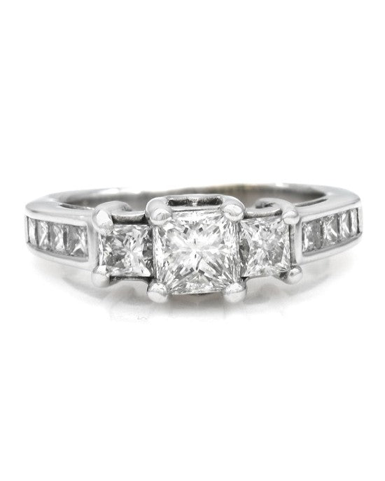 Princess Cut Diamond Engagement Ring in White Gold