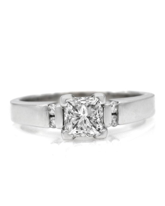 Princess and Round Diamond Accent Engagement Ring