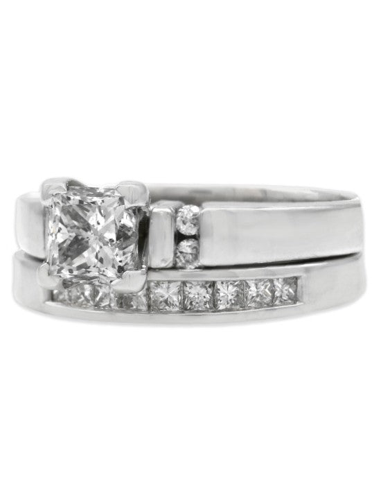 Princess and Round Diamond Accent Engagement Ring