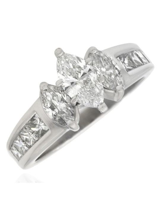 Marquise and Princess Diamond Engagement Ring