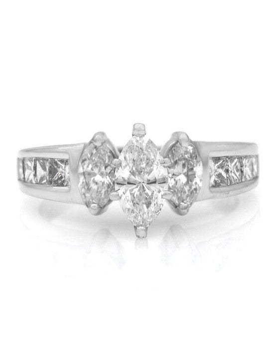 Marquise and Princess Diamond Engagement Ring