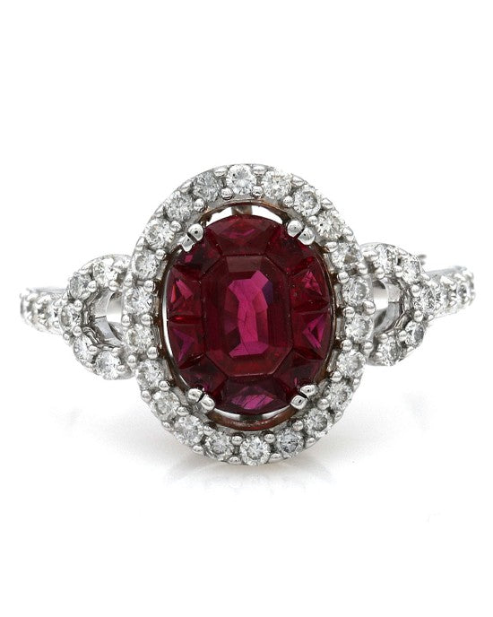 Ruby and Diamond Fashion Ring in White Gold