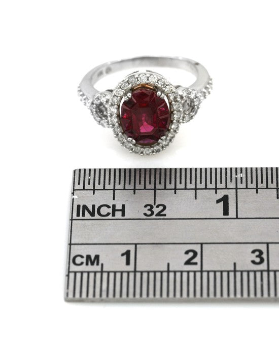 Ruby and Diamond Fashion Ring in White Gold