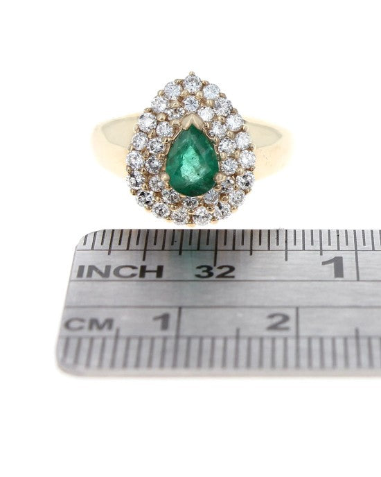 Emerald and Diamond Pear Shape Ring