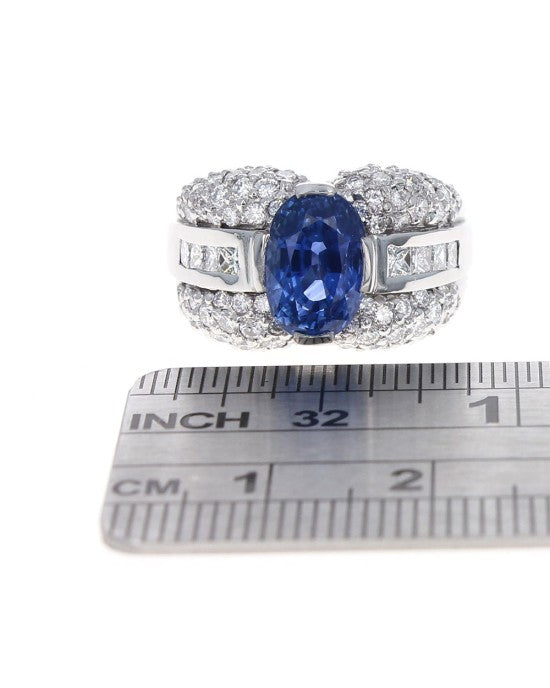 Ceylon Sapphire and Diamond Fashion Ring in Platinum