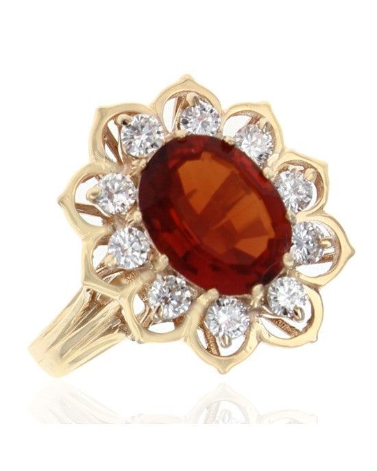 Madeira Citrine and Diamond Halo Ring