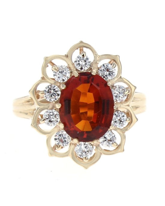 Madeira Citrine and Diamond Halo Ring