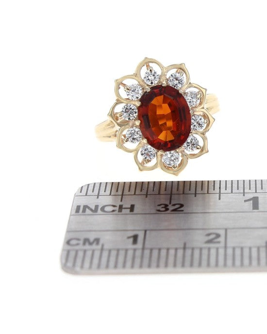 Madeira Citrine and Diamond Halo Ring