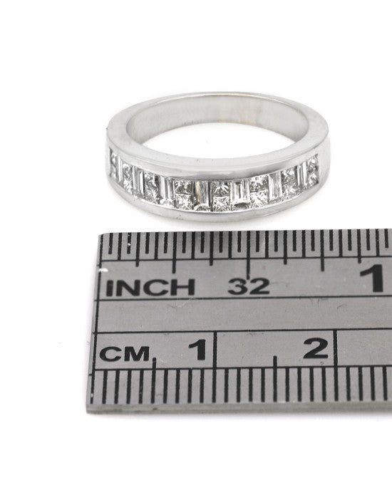 Alternating Princess and Baguette Diamond Band