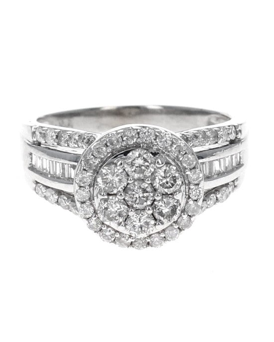 Diamond Cluster Halo Ring in White Gold