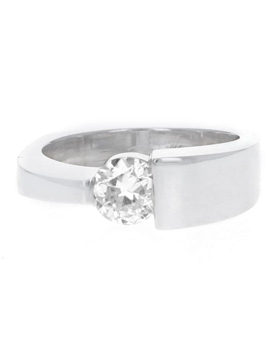 Diamond Solitaire Contemporary Ring with Square Shank