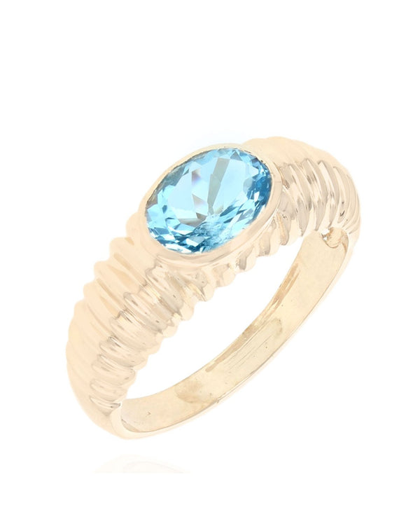 Oval Blue Topaz Fluted Ring