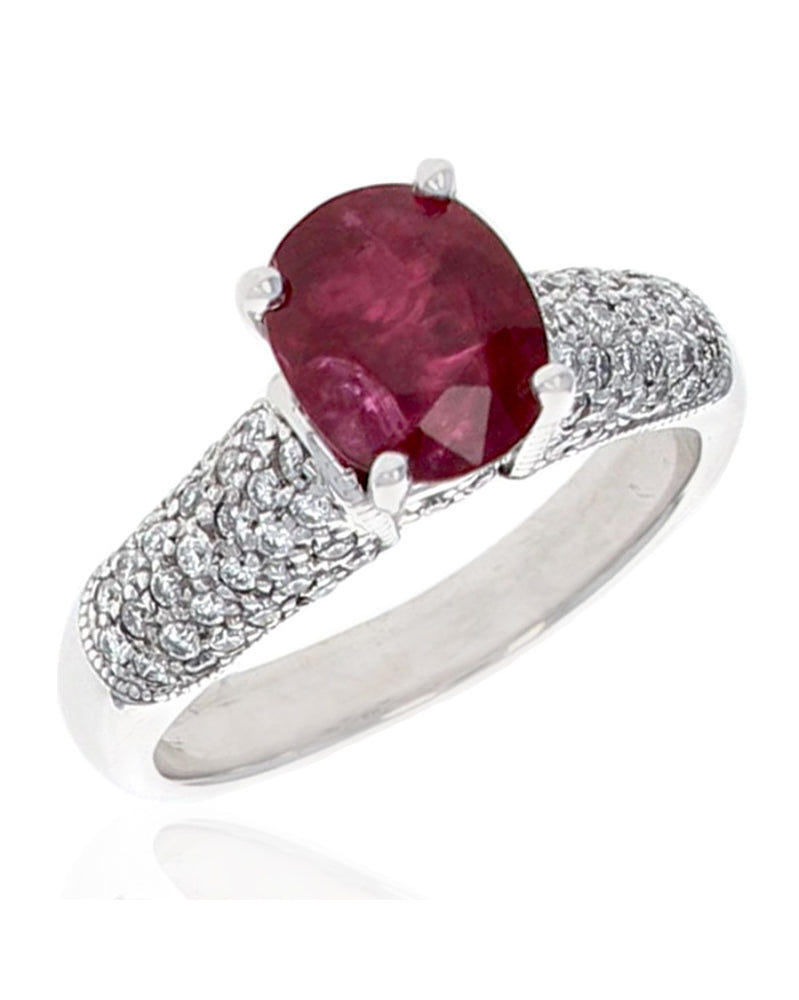 Ruby and Diamond Engagement Ring in White Gold