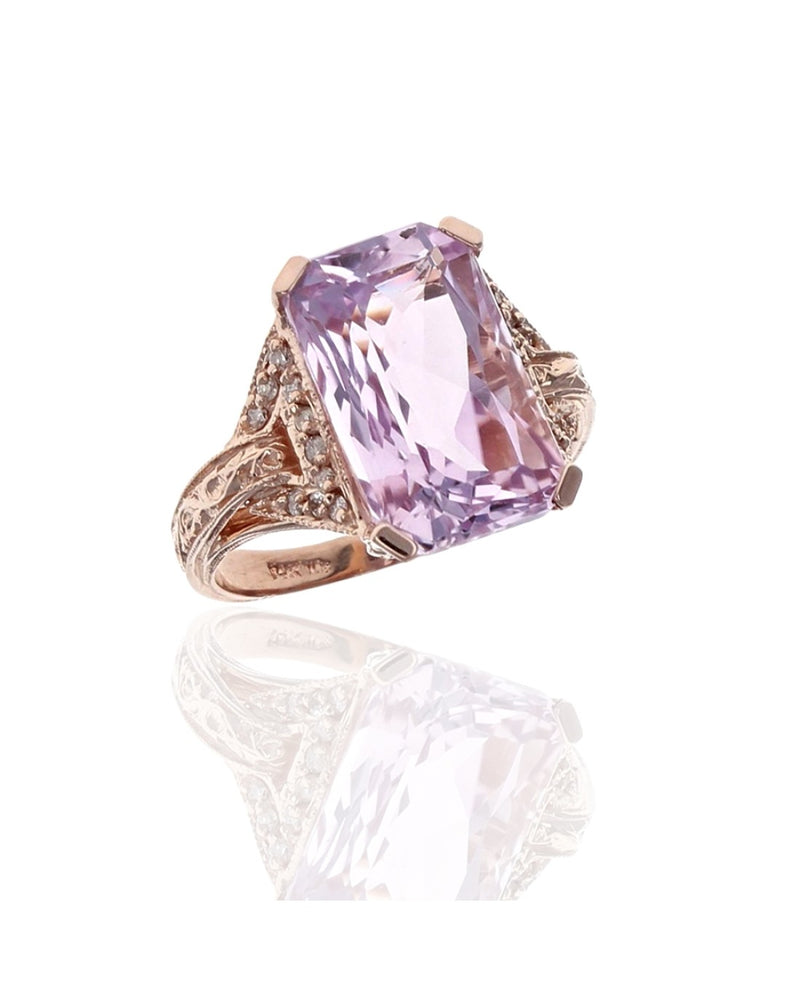 Kunzite and Diamond Accent Ring in Rose Gold