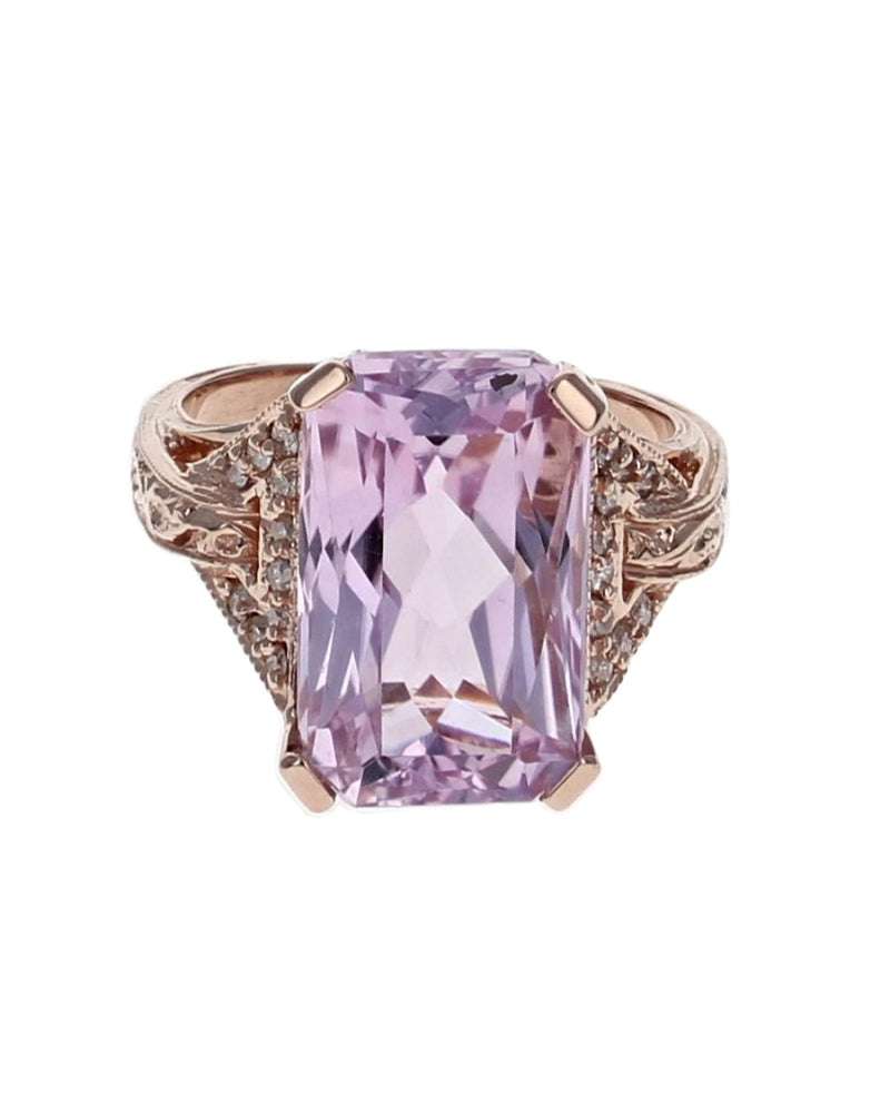 Kunzite and Diamond Accent Ring in Rose Gold