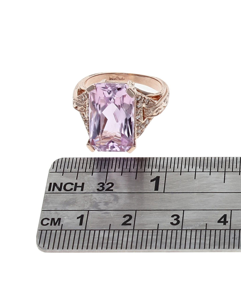 Kunzite and Diamond Accent Ring in Rose Gold