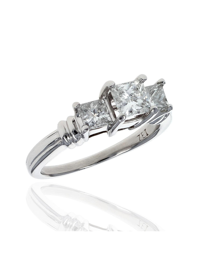 3 Stone Princess Diamond Ring in Platinum