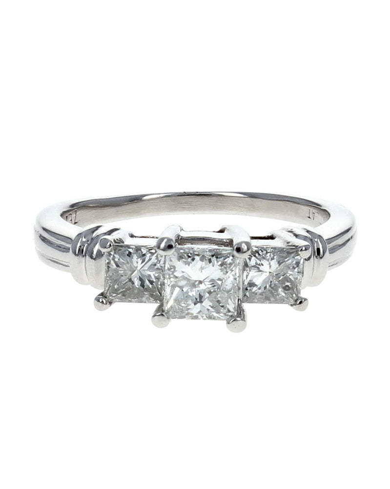 3 Stone Princess Diamond Ring in Platinum