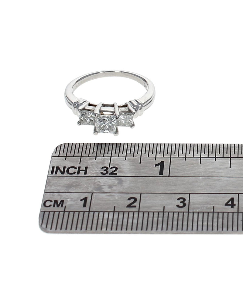 3 Stone Princess Diamond Ring in Platinum