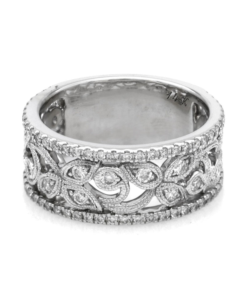 Diamond Floral Anniversary Band in White Gold