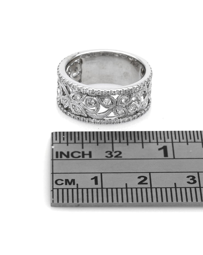 Diamond Floral Anniversary Band in White Gold