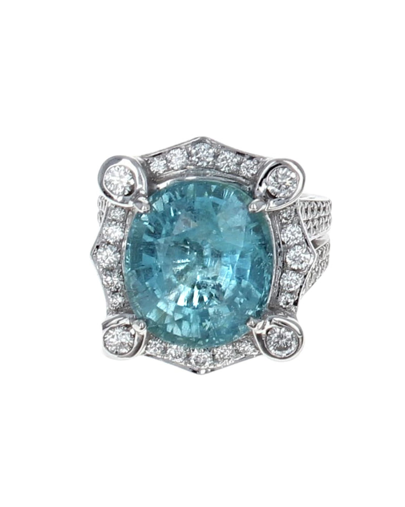 Blue Paraiba Tourmaline and Diamond Fashion Ring in White Gold