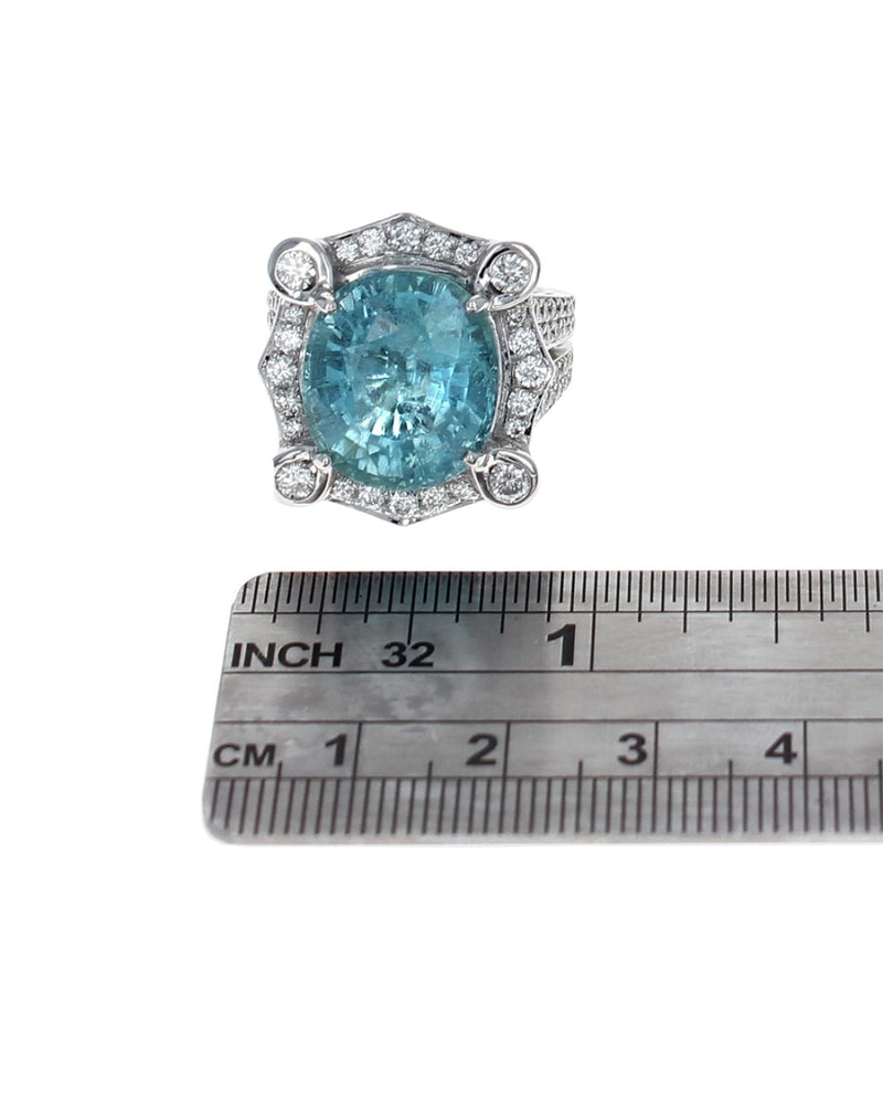 Blue Paraiba Tourmaline and Diamond Fashion Ring in White Gold