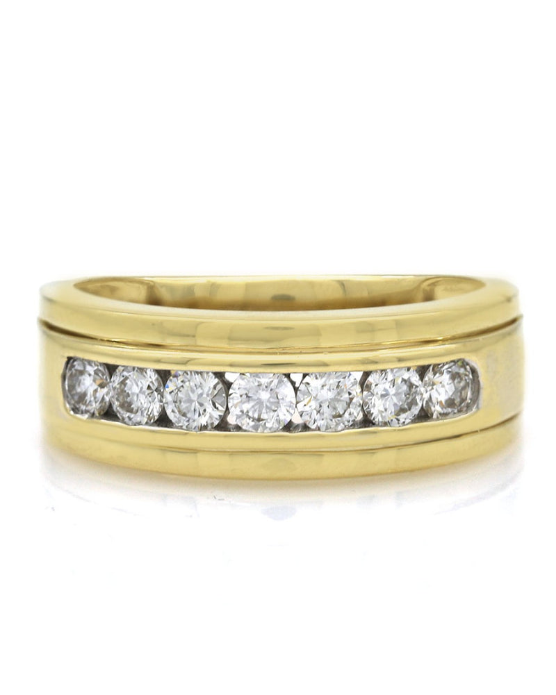 Gentleman's Channel Set Diamond Tapered Band in Yellow Gold