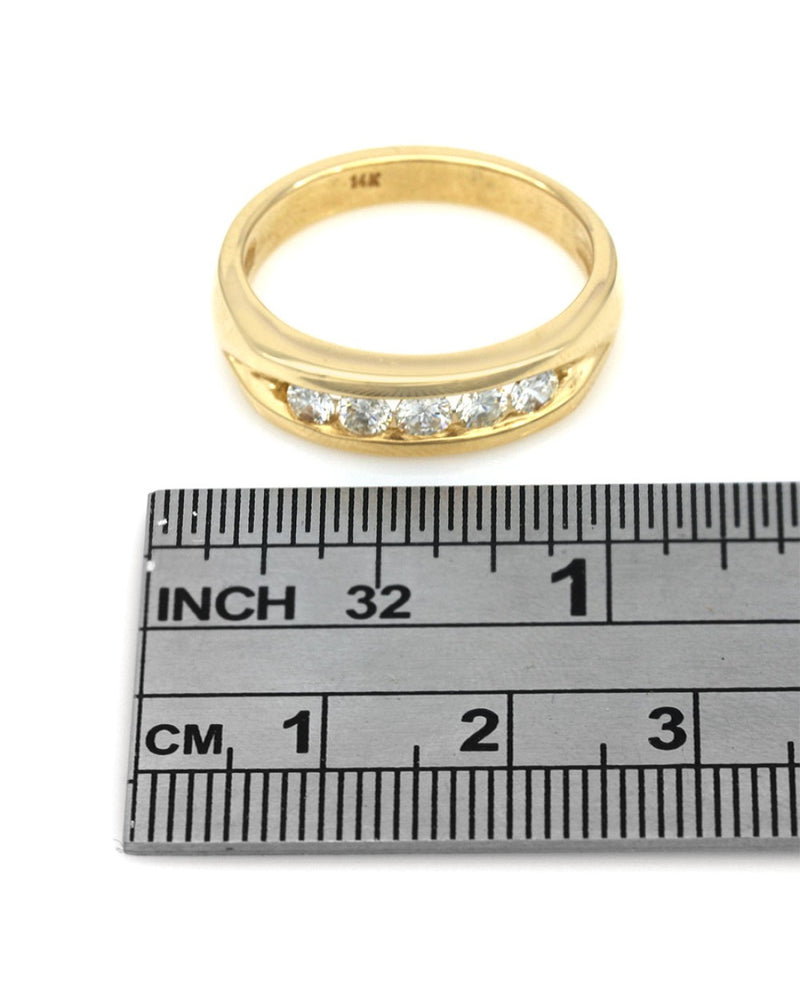 Gentleman's Channel Set Diamond Band in Yellow Gold