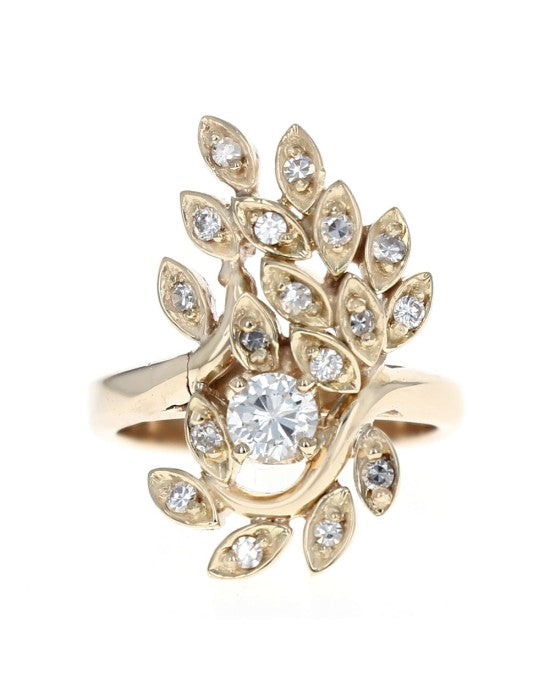 Diamond Foliate Cluster Ring in Yellow Gold