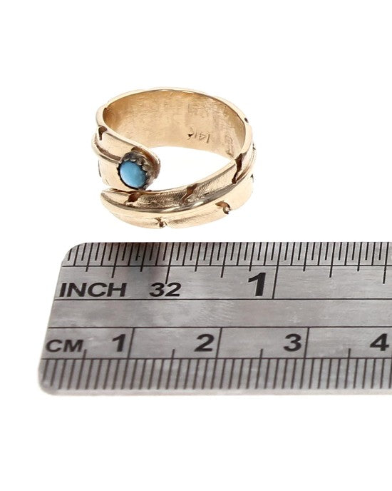 Turquoise Cabochon Feather Wrap Ring