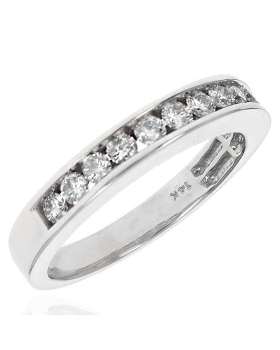 Channel Set Diamond Band in White Gold