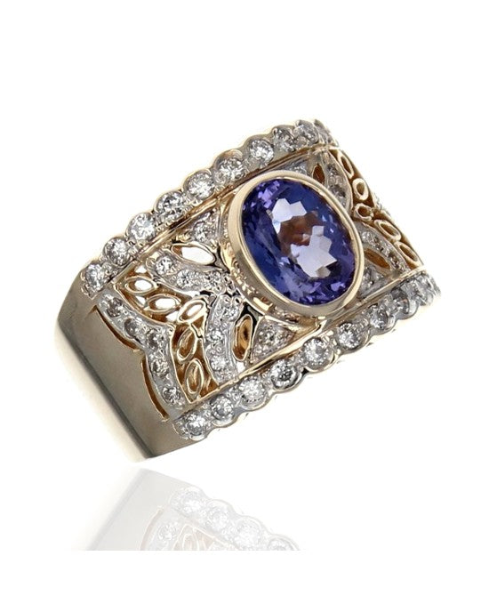 Le Vian Oval Tanzanite and Round Diamond Ring