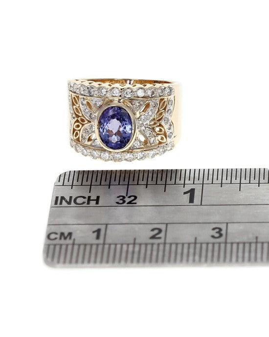 Le Vian Oval Tanzanite and Round Diamond Ring