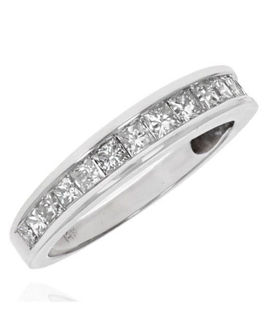 Princess Diamond Tapered Band in White Gold