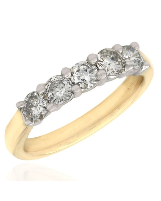 5 Stone Diamond Ring in 2 Tone Gold