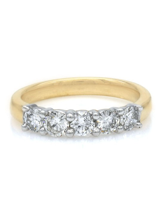 5 Stone Diamond Ring in 2 Tone Gold