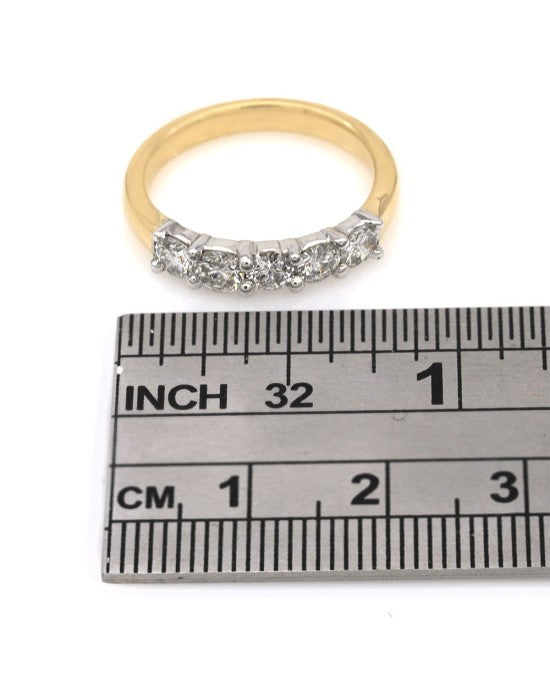 5 Stone Diamond Ring in 2 Tone Gold