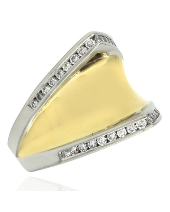 Diamond Split Pyramid Ring in 2 Tone Gold