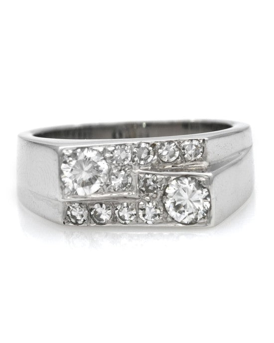 Diamond Bypass Fashion Ring in White Gold