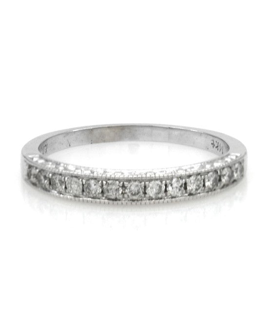 Diamond Milgrain Etched Wedding Band